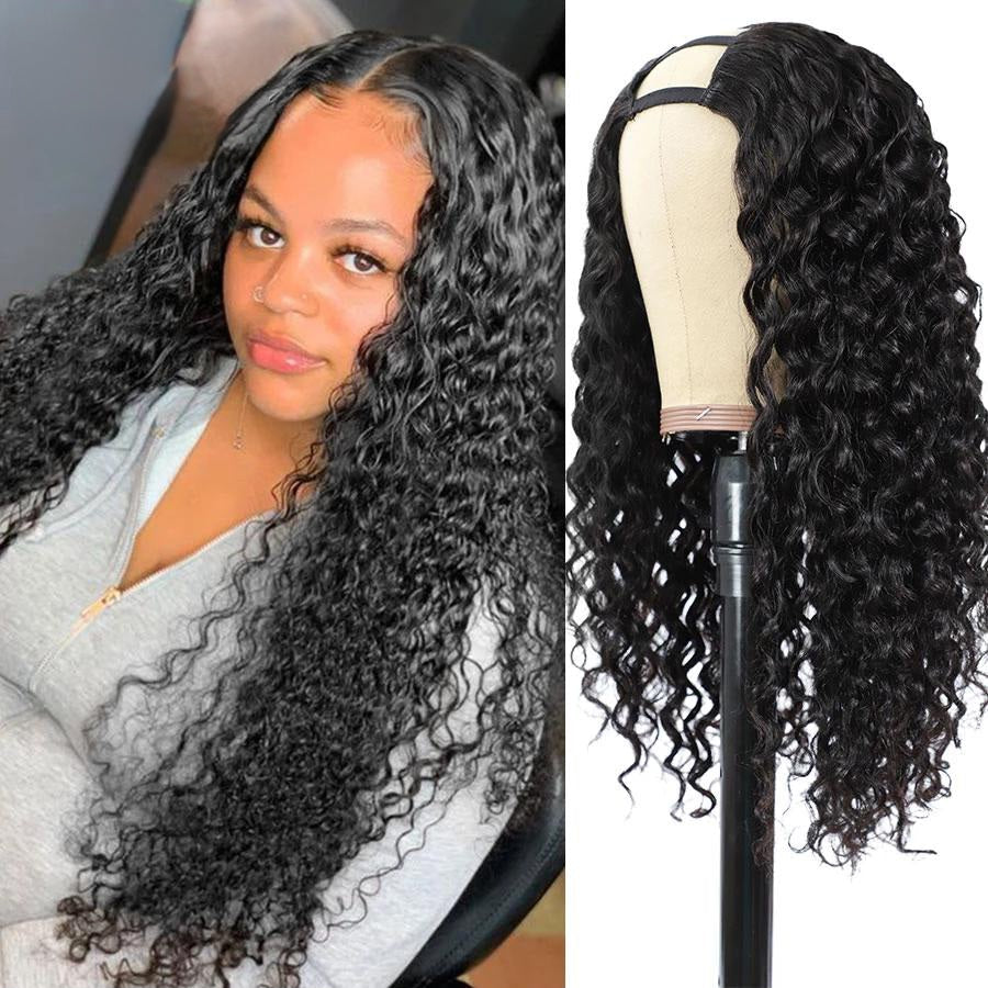 Curly U Part Wig human hair for women.