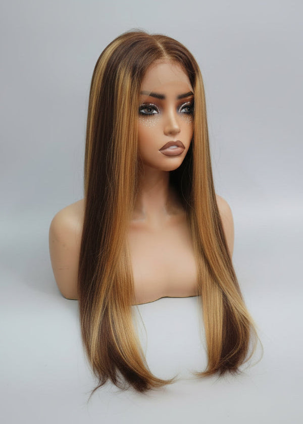 Glueless Highlight Wig, 
Balayage Human Hair Wig, 
Highlight Wig Dubai, 
Brown Highlight Wig Dubai, 
