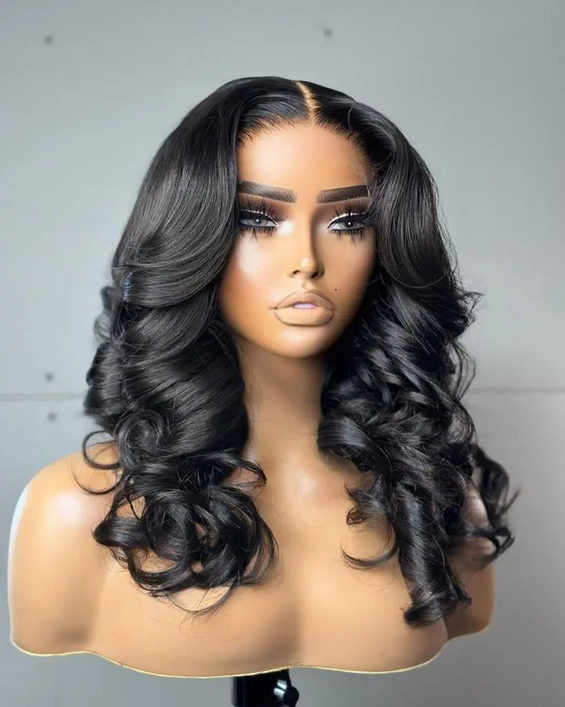 Glueless Front Lace Wig Italian Natural Human Hair Body Waves In DUBAI - Natural Hair and Wigs