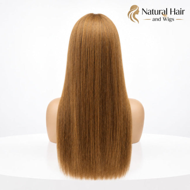 Back view of the Golden Brown Human Hair Lace Wig.