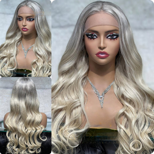 Grey Ombre Wig Russian Wavy Human Hair European Wigs In Dubai - Natural Hair and Wigs