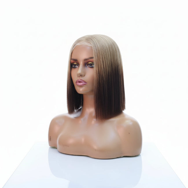 Ombre Light Brown Dark Bob Wig human hair