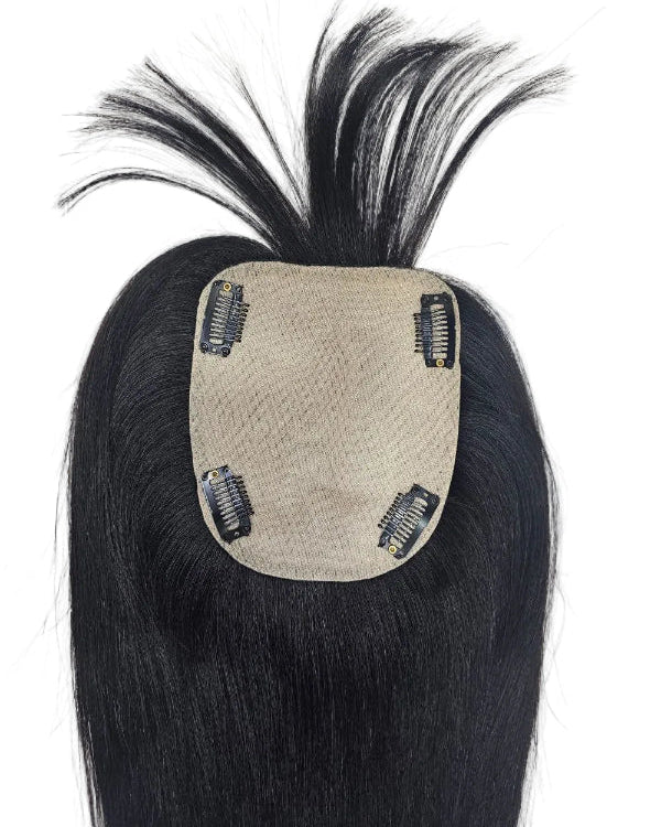 Before and after volume transformation using bang hair topper