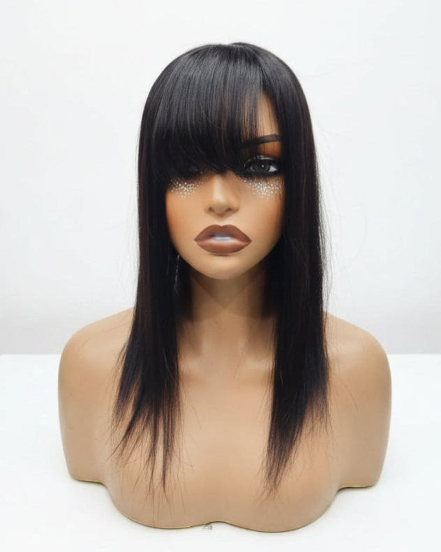 Women hair patch for crown hair loss with natural front fringe