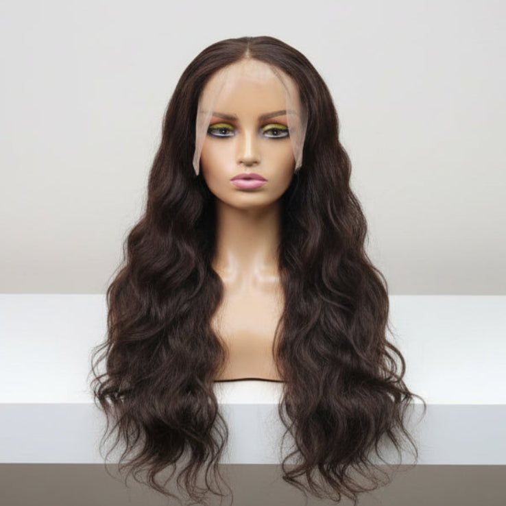 Premium Dark Brown Body Wave Lace Wig Dubai UAE