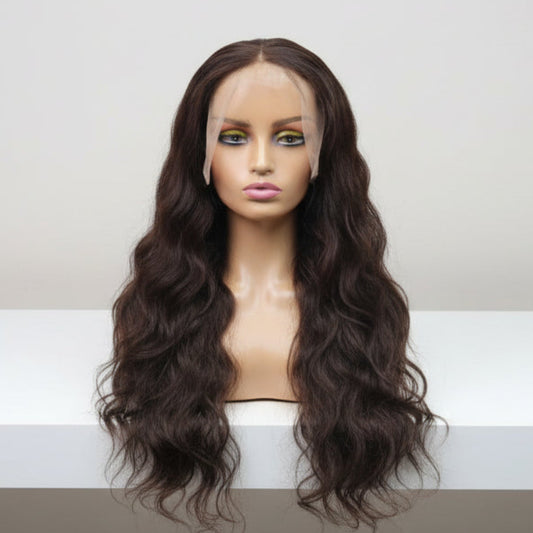 Premium Dark Brown Body Wave Lace Wig Dubai UAE