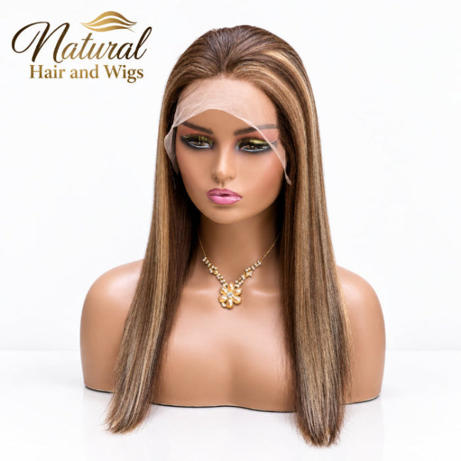 Pre-plucked natural hairline on Highlighted Human Hair Wig.