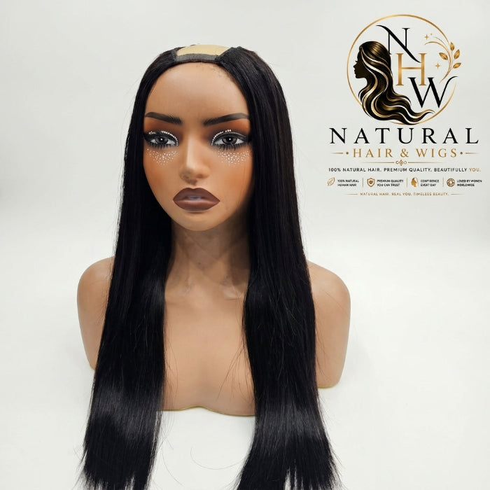 Straight U Part Wig fitted with a secure U-shaped opening for natural leave-out.