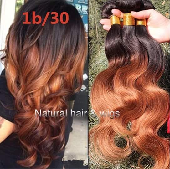 Italian Bundles Human Hair Extensions Orange & Dark Brown Weft Dubai - Natural Hair and Wigs