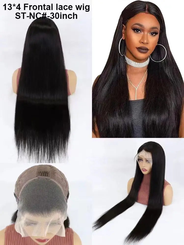 Virgin Italian Pre-plucked Natural Color Human Hair Front Lace Wig Uae - Natural Hair and Wigs