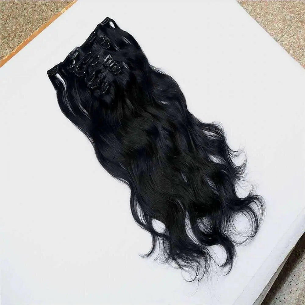 Set Clip on Extension Hair Virgin Italian Human Hair Clip In Extension - Natural Hair and Wigs