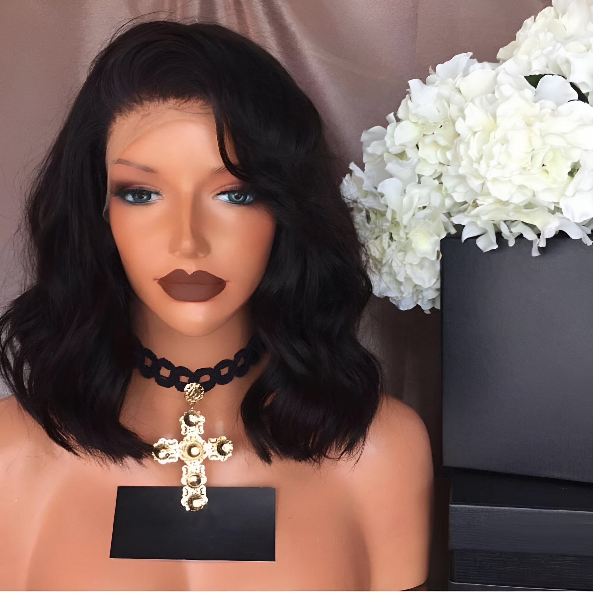 shoulder length body wave human hair bob lace wig high quality, shoulder length bob wig near me wavy