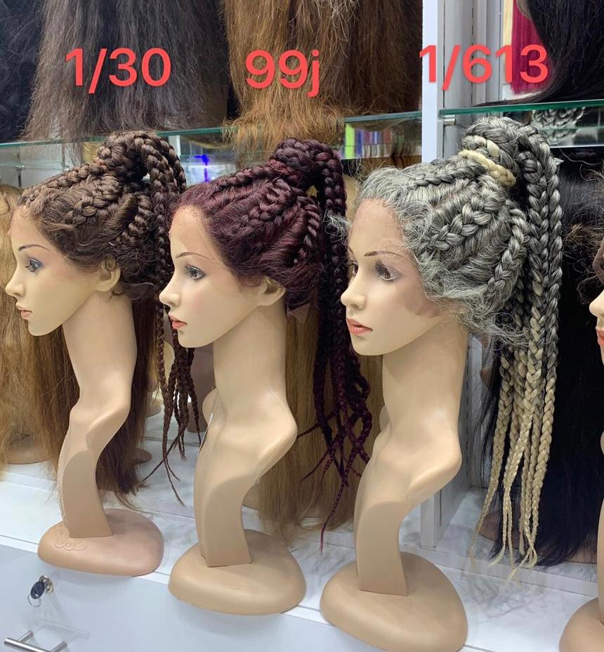 Box Braided Wig With Baby Hair Natural Full Lace Part for Women - Natural Hair and Wigs