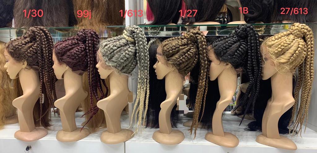 Box Braided Wig With Baby Hair Natural Full Lace Part for Women - Natural Hair and Wigs