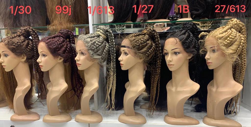 Box Braided Wig With Baby Hair Natural Full Lace Part for Women - Natural Hair and Wigs