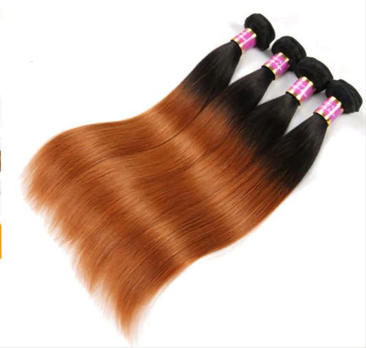 orange bundle hair extensions with black roots
