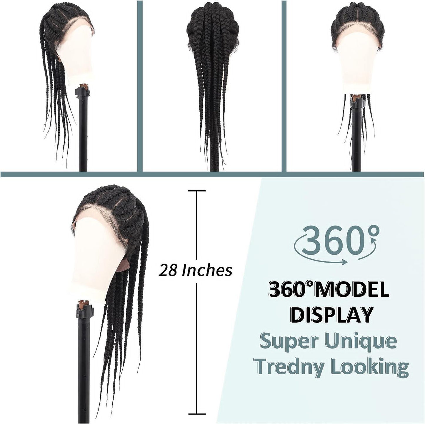 Box Braided Wig With Baby Hair Natural Full Lace Part for Women - Natural Hair and Wigs