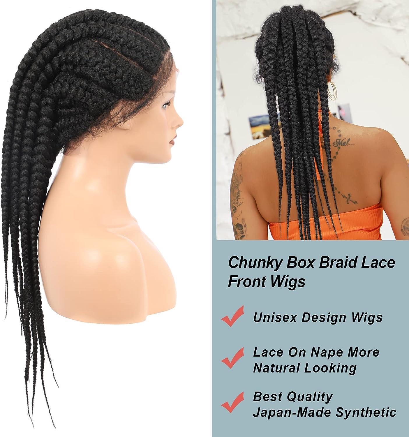 Box Braided Wig With Baby Hair Natural Full Lace Part for Women - Natural Hair and Wigs
