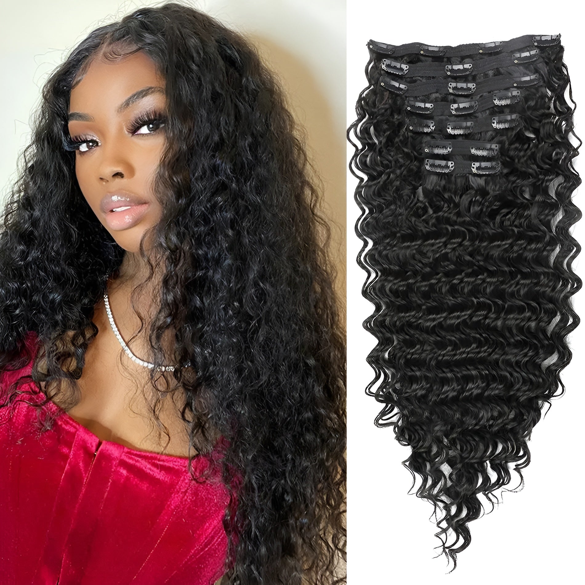 Clip Hair Extensions Peruvian Human Hair Clip On Extensions - Natural Hair and Wigs