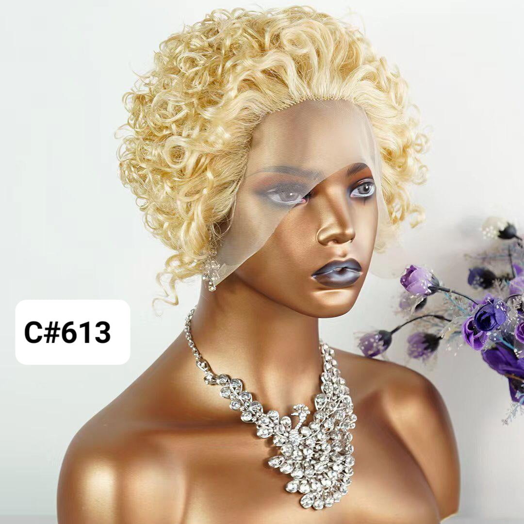 short blonde curly wig