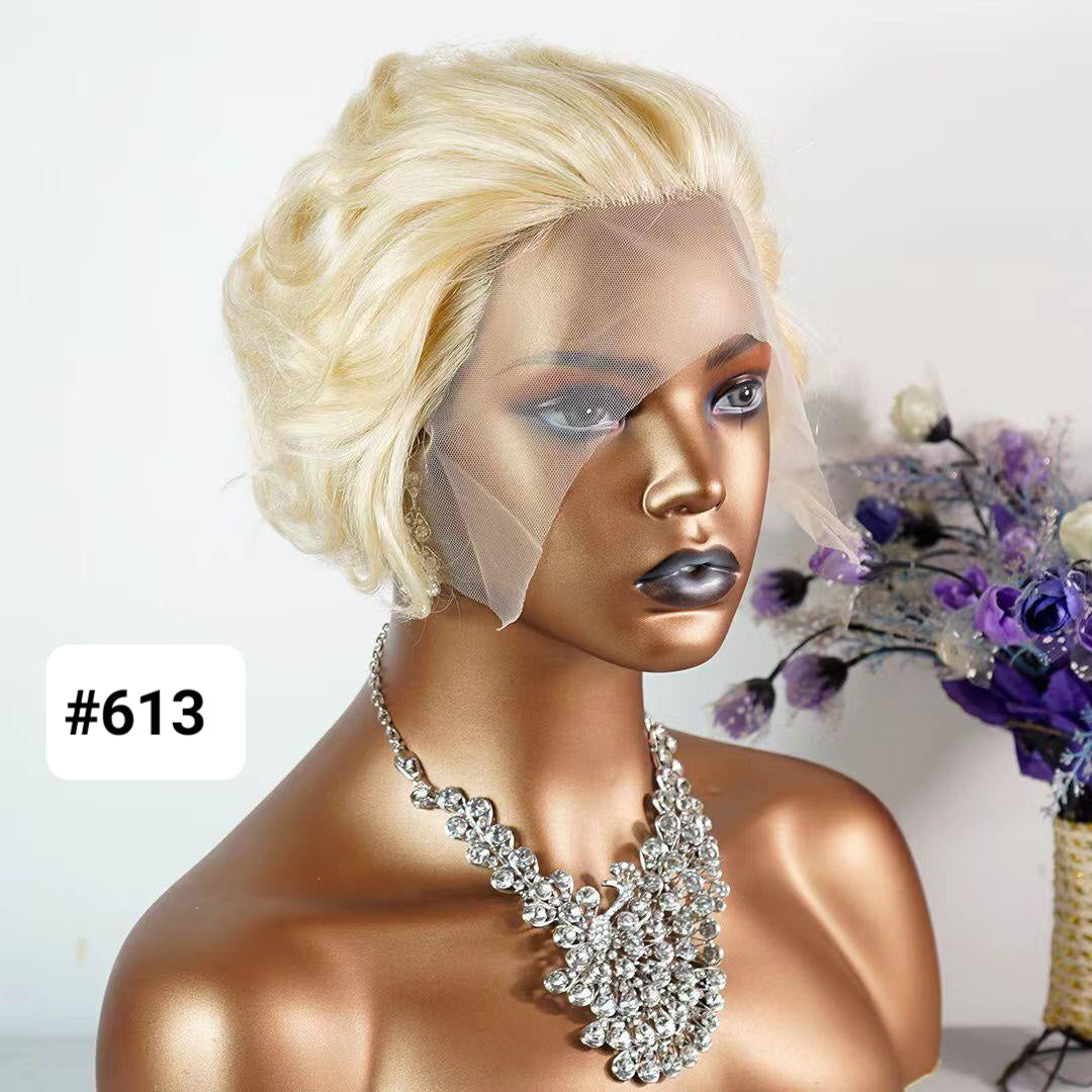 short blonde human hair wig bob cut
