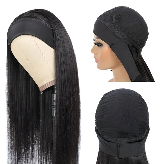 Headband Wig Virgin Italian Human Hair Straight Headband Wigs In Dubai