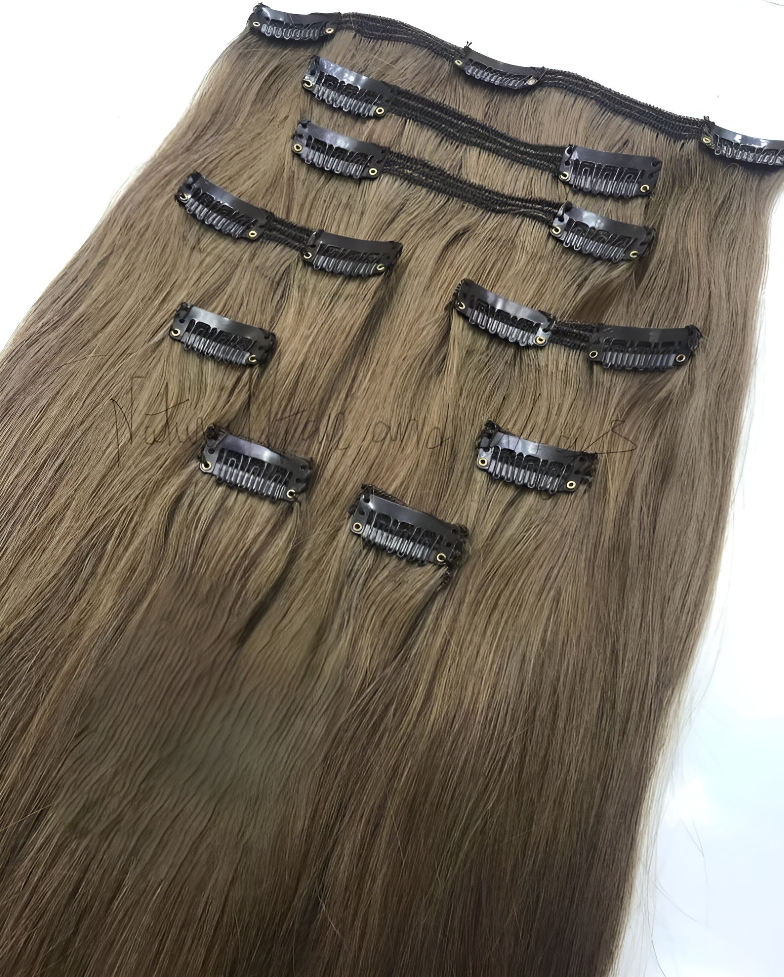 Ash Brown Clip in Extension Set Human Hair Clip ins - Natural Hair and Wigs