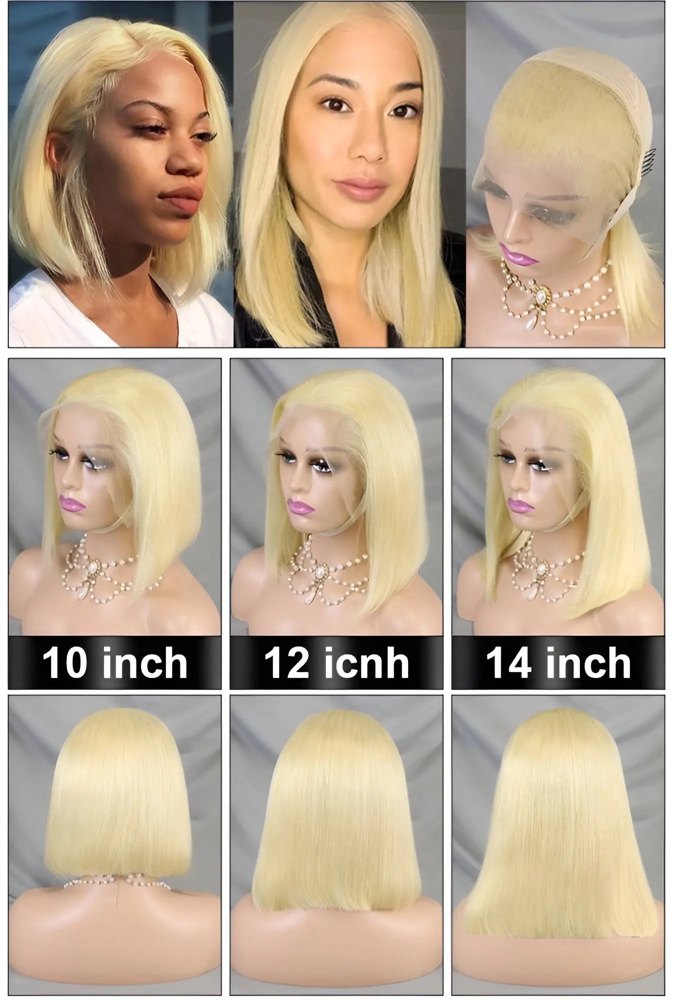 Blonde Bob Lace Front Wig Human Hair for Women Italian Hair - Natural Hair and Wigs