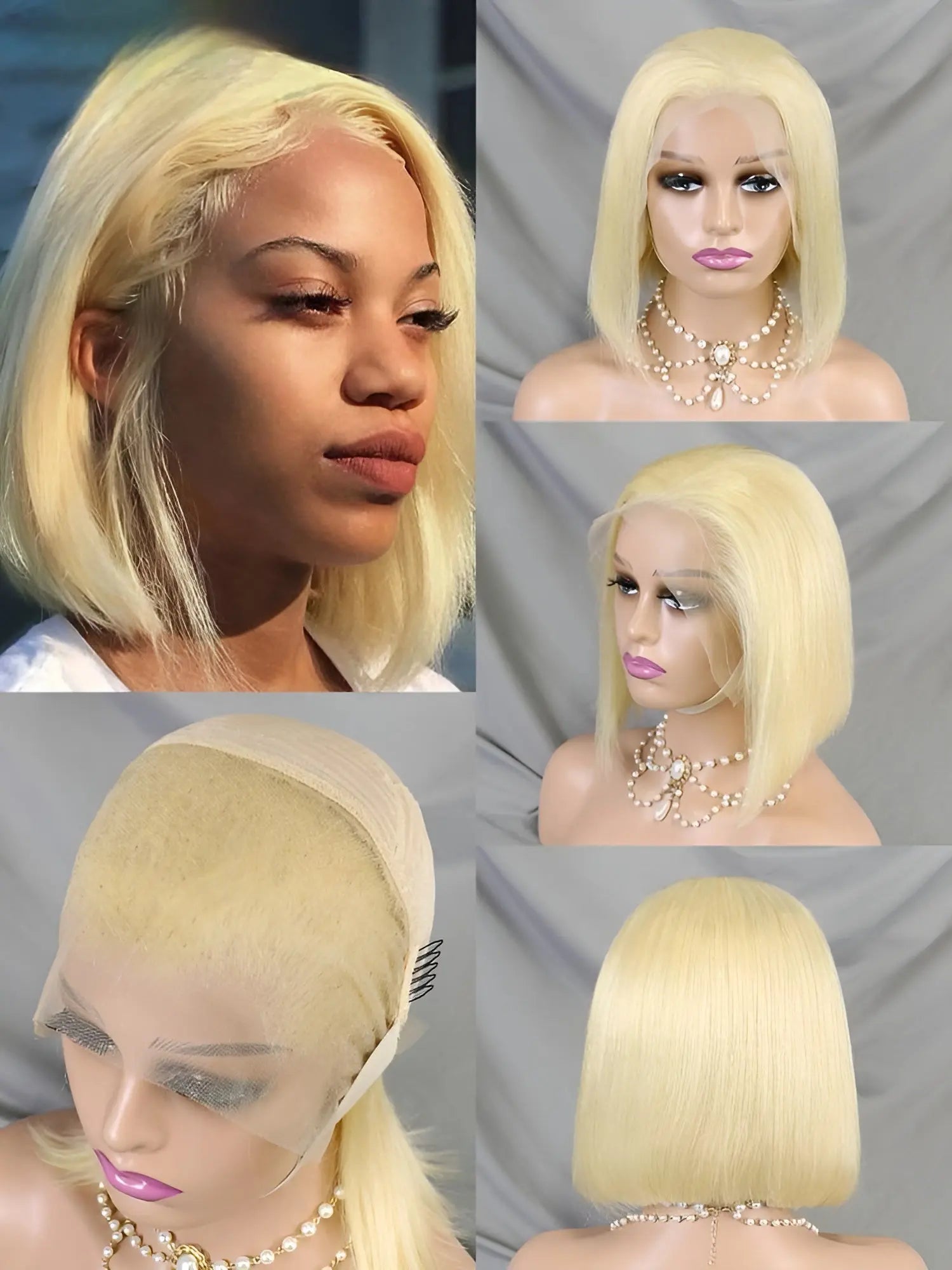 Blonde Bob Lace Front Wig Human Hair for Women Italian Hair - Natural Hair and Wigs