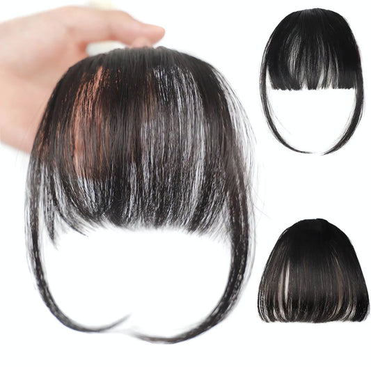 human hair dark brown bang hair piece