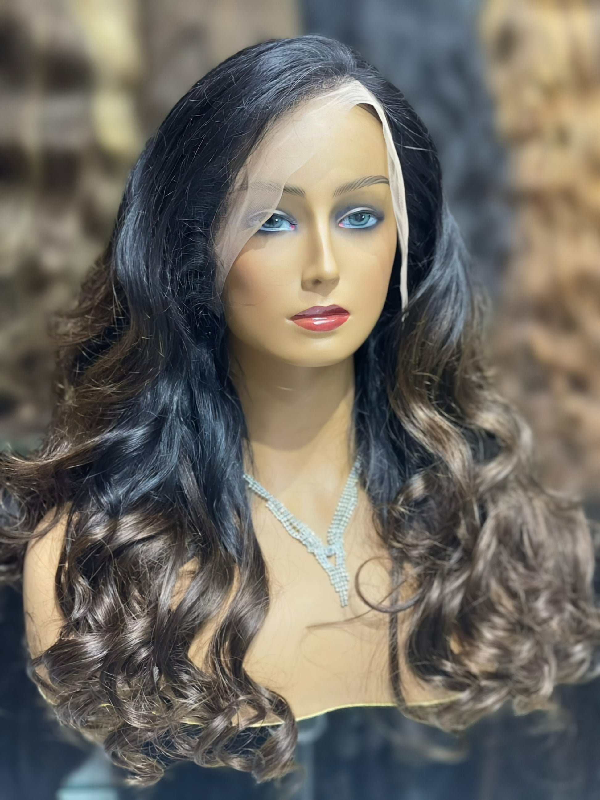 Dark Brown Human Hair Body Wave Wig With Black Roots