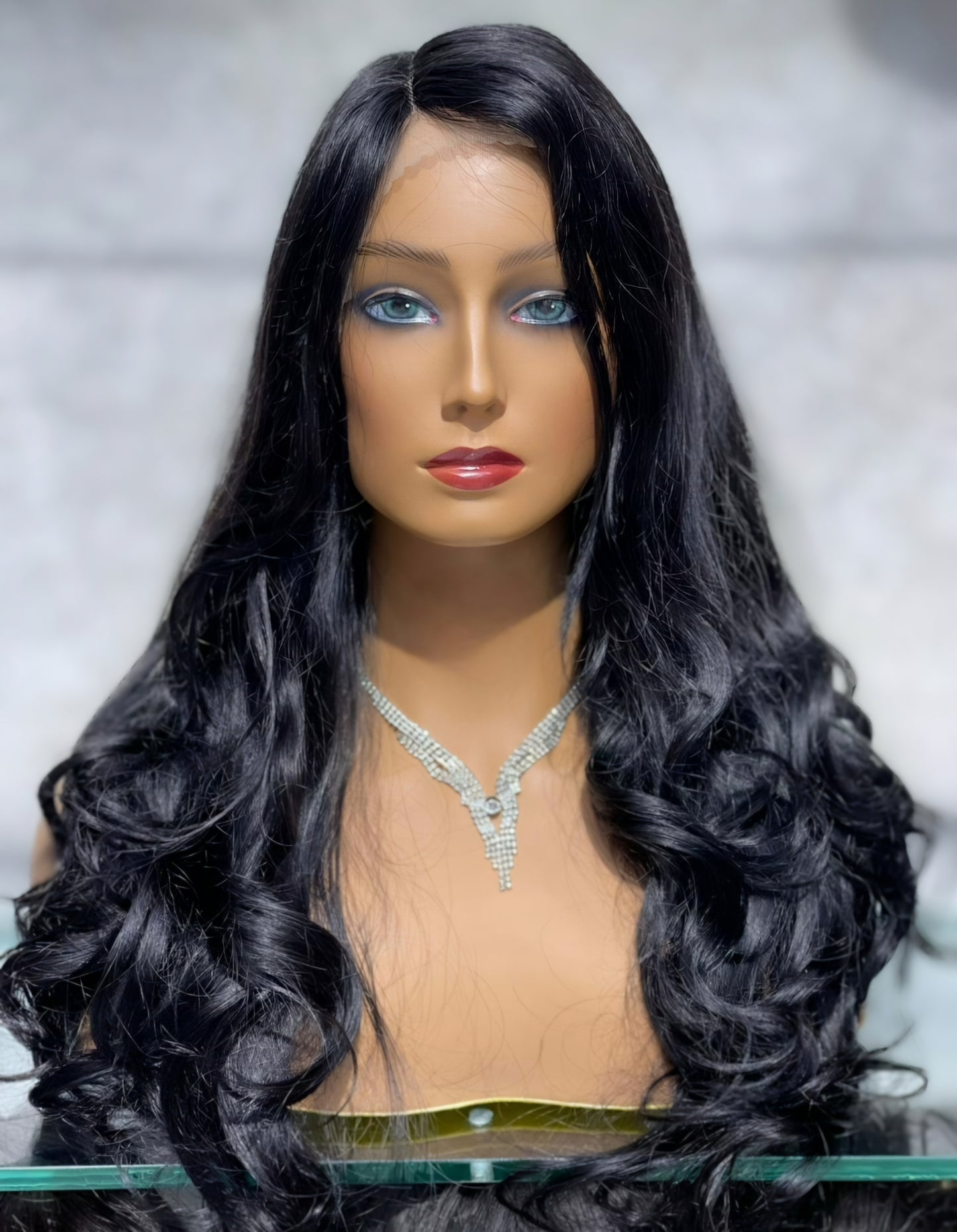 Virgin Remy Human Hair Wavy T Part Color Wig 1B, Brown, Dark Brown Uae