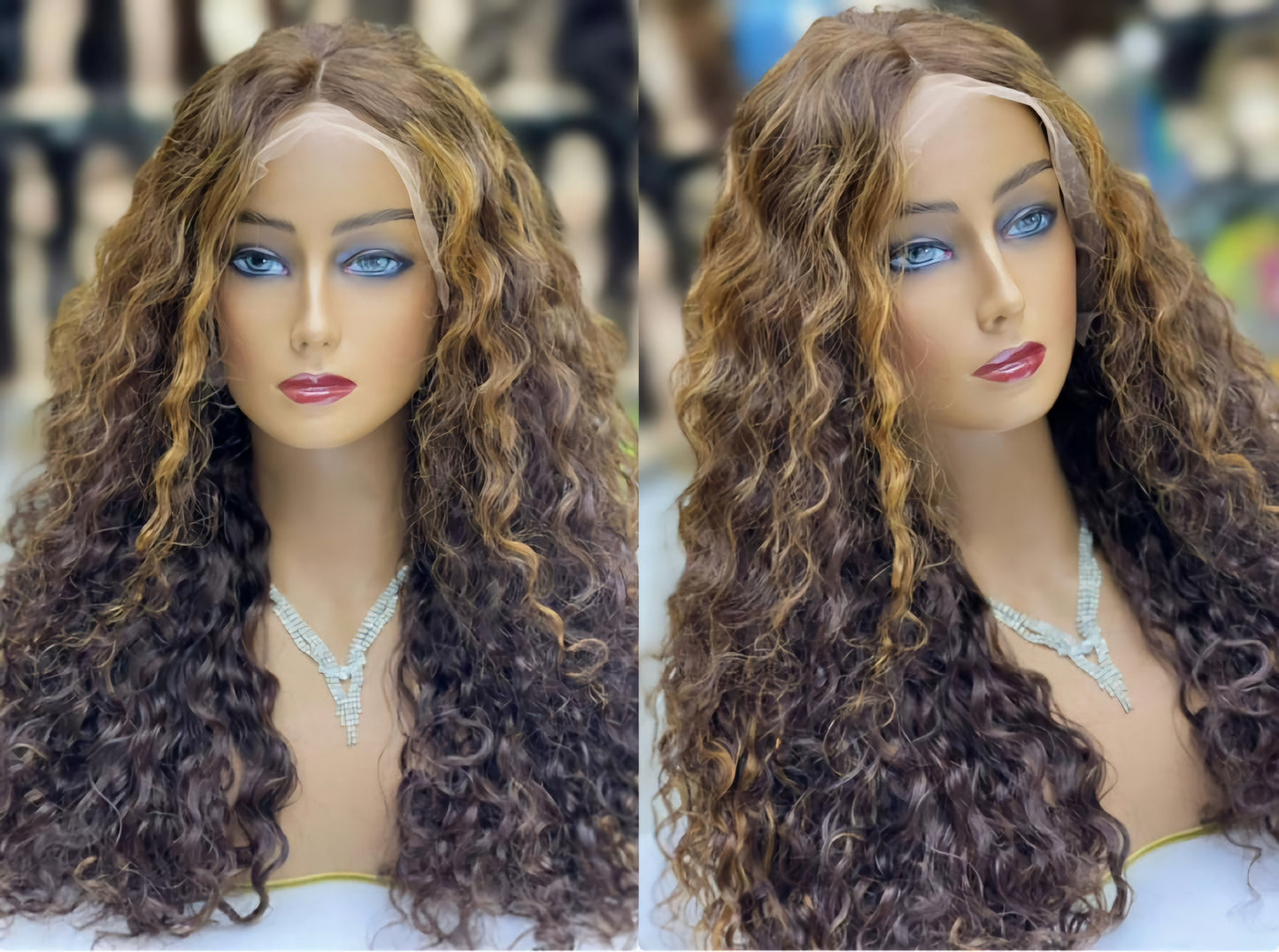 curly human hair ombre highlights lace front hd wig for women