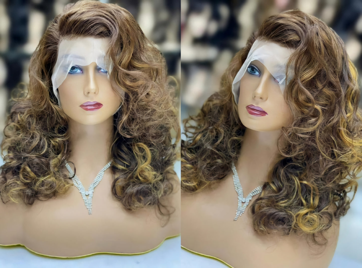 Human Hair Highlights Hd Lace Front Wig Natural Water Waves Peruvian - Natural Hair and Wigs