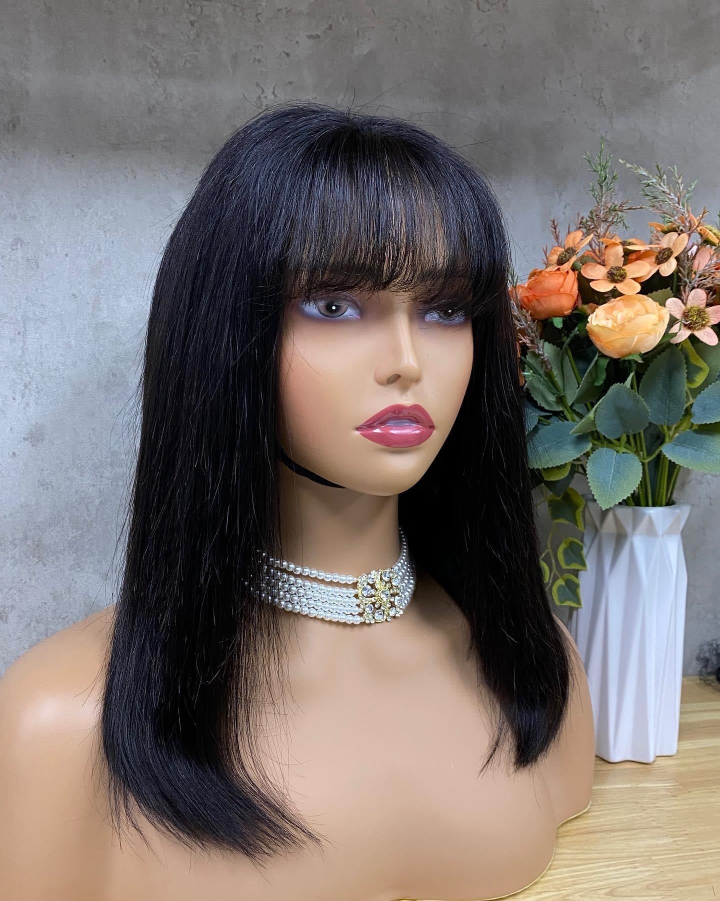 Human Hair Bob Wig with Bang Bob Fringe Wig Premium Quality Vietnami - Natural Hair and Wigs