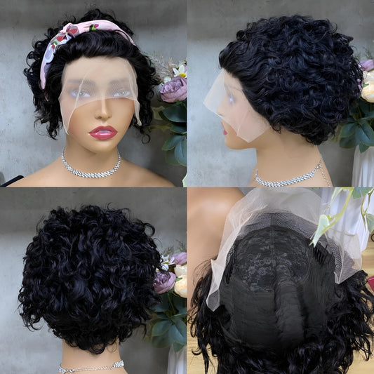 short curly wig with black hair