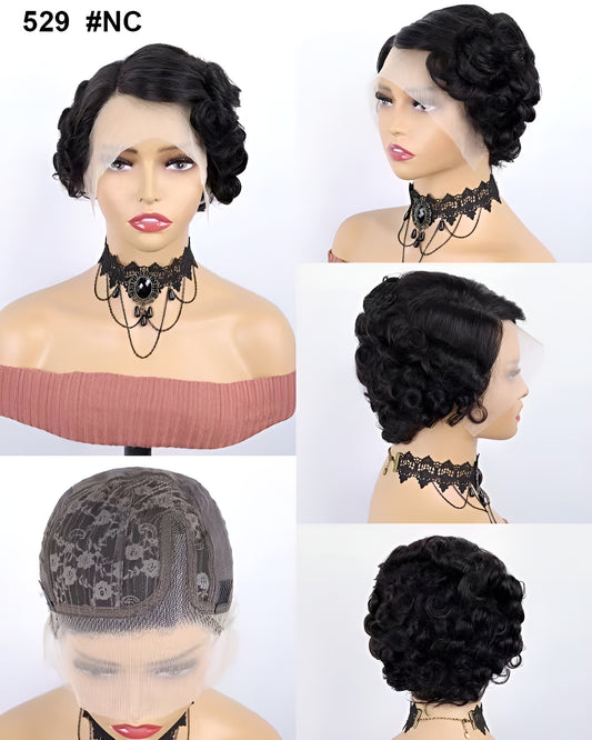 short human hair curly wig loose weave