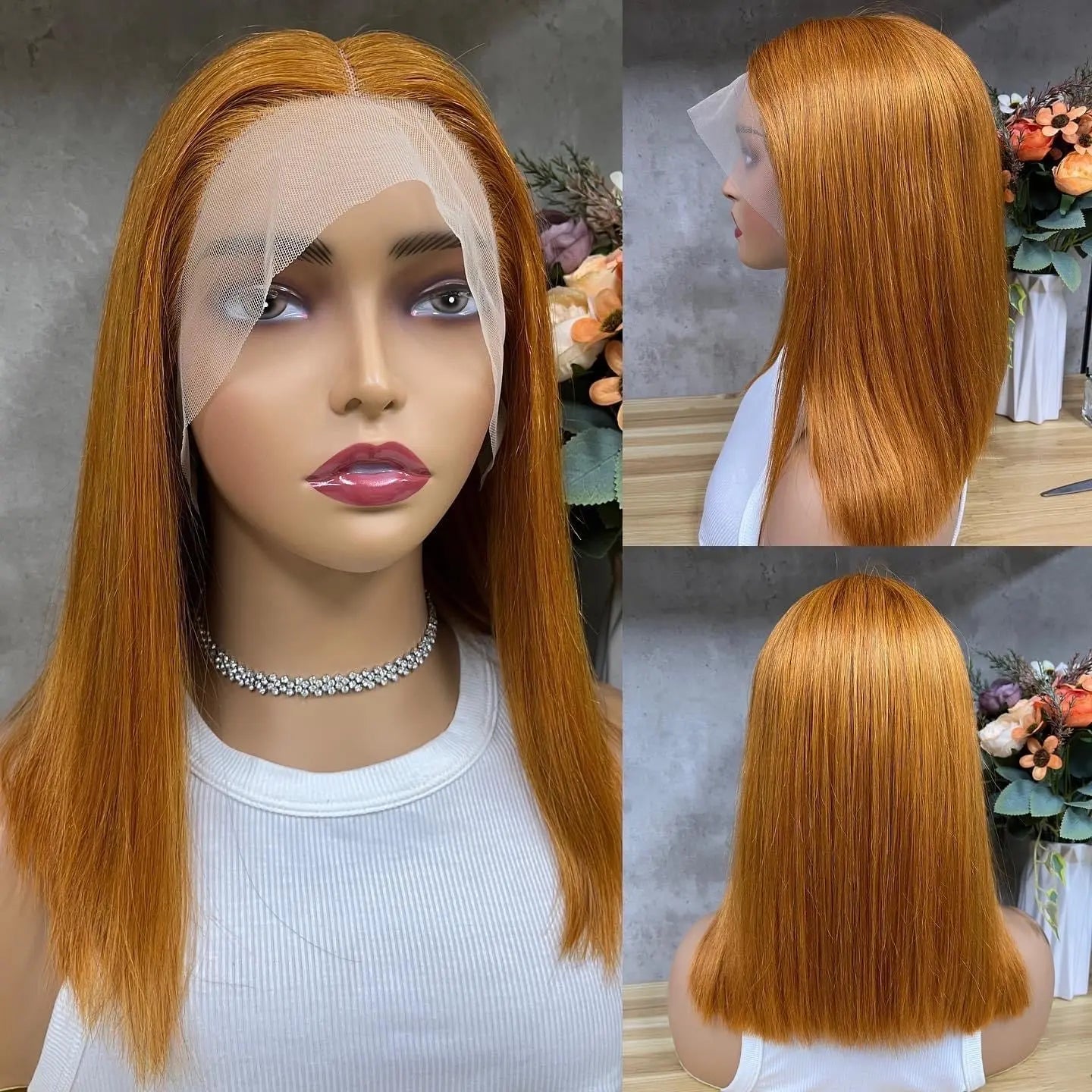 Virgin Italian Human Hair Hany Brown Bob Lace Wig In Dubai - Natural Hair and Wigs