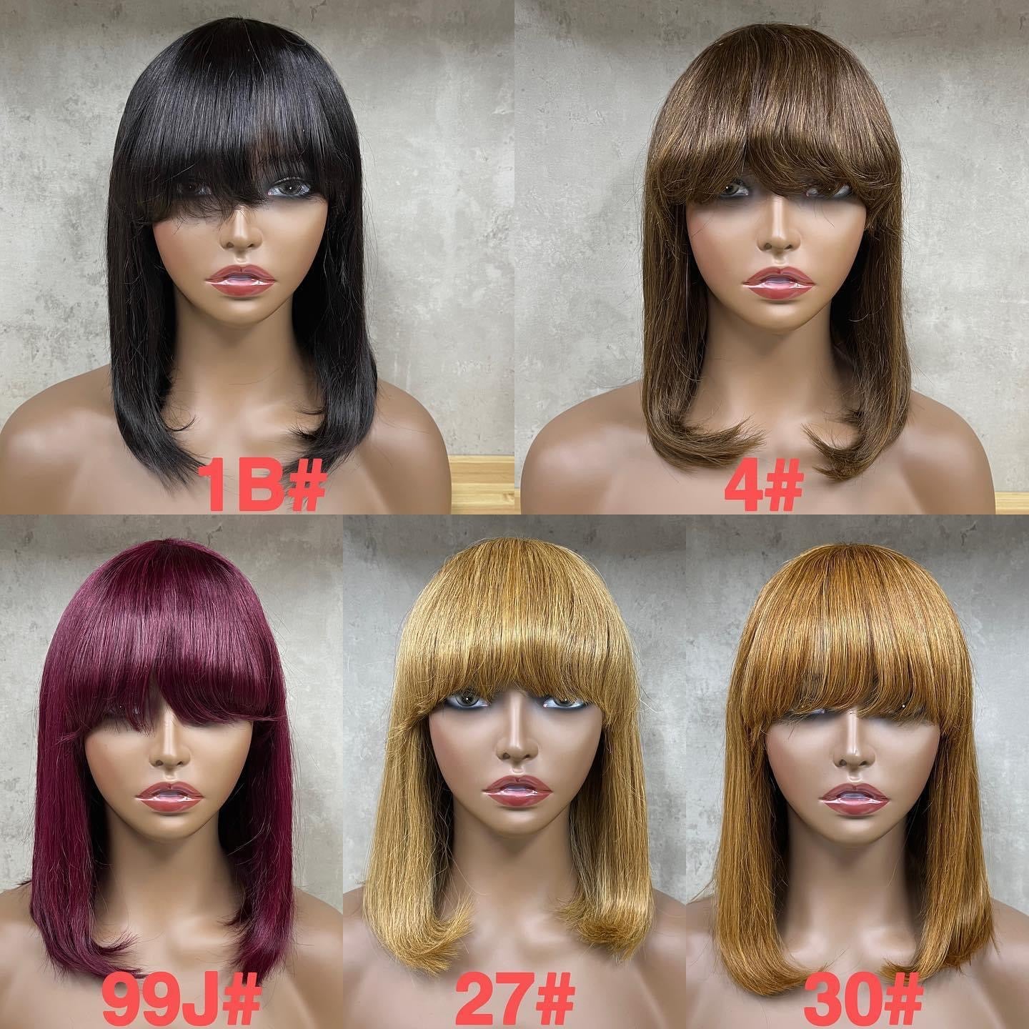 Human Hair Bob Wig With Bangs Bob Wig with Fringe In Dubai Italian - Natural Hair and Wigs