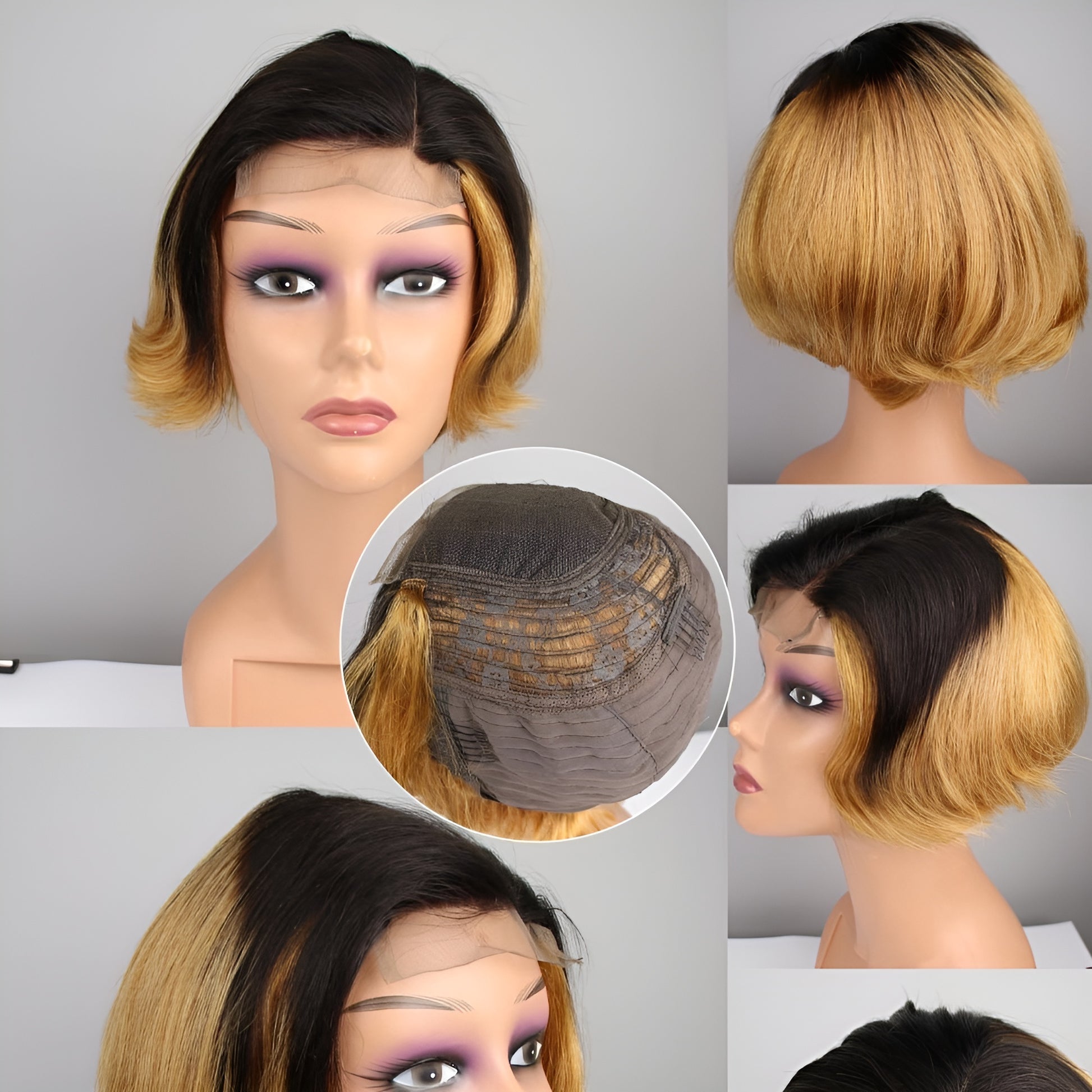 brown pixie cut with highlights