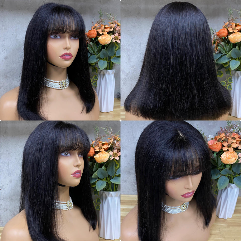 Human Hair Bob Wig with Bang Bob Fringe Wig Premium Quality Vietnami - Natural Hair and Wigs