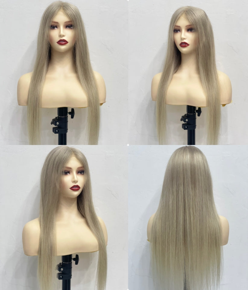 Ash Blonde Lace Front Human Hair Wig Best Quality Italian Hair - Natural Hair and Wigs