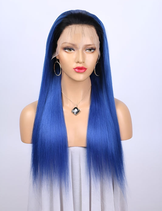 dark blue lace front wig