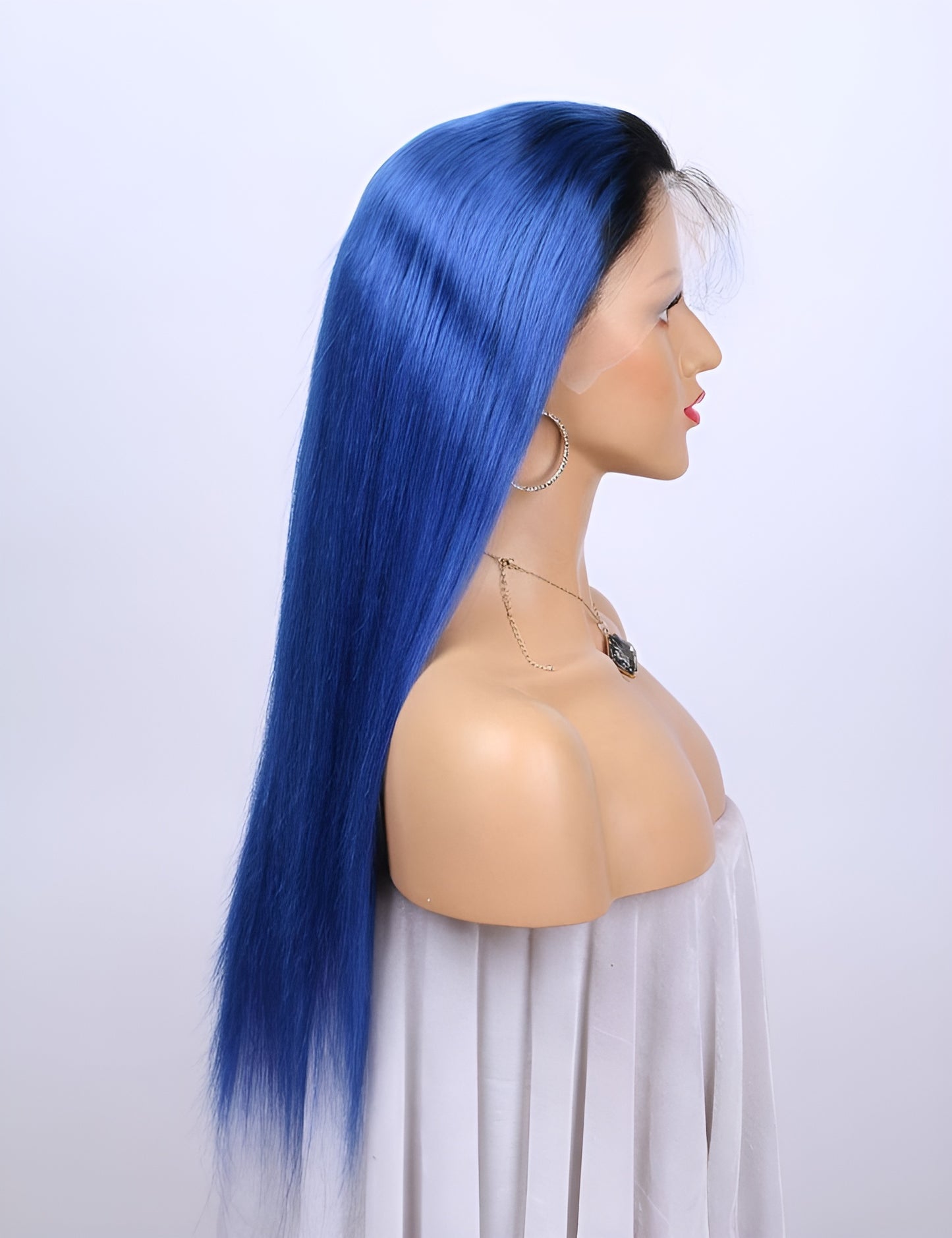 black and blue human hair wig, blue human hair wig, 