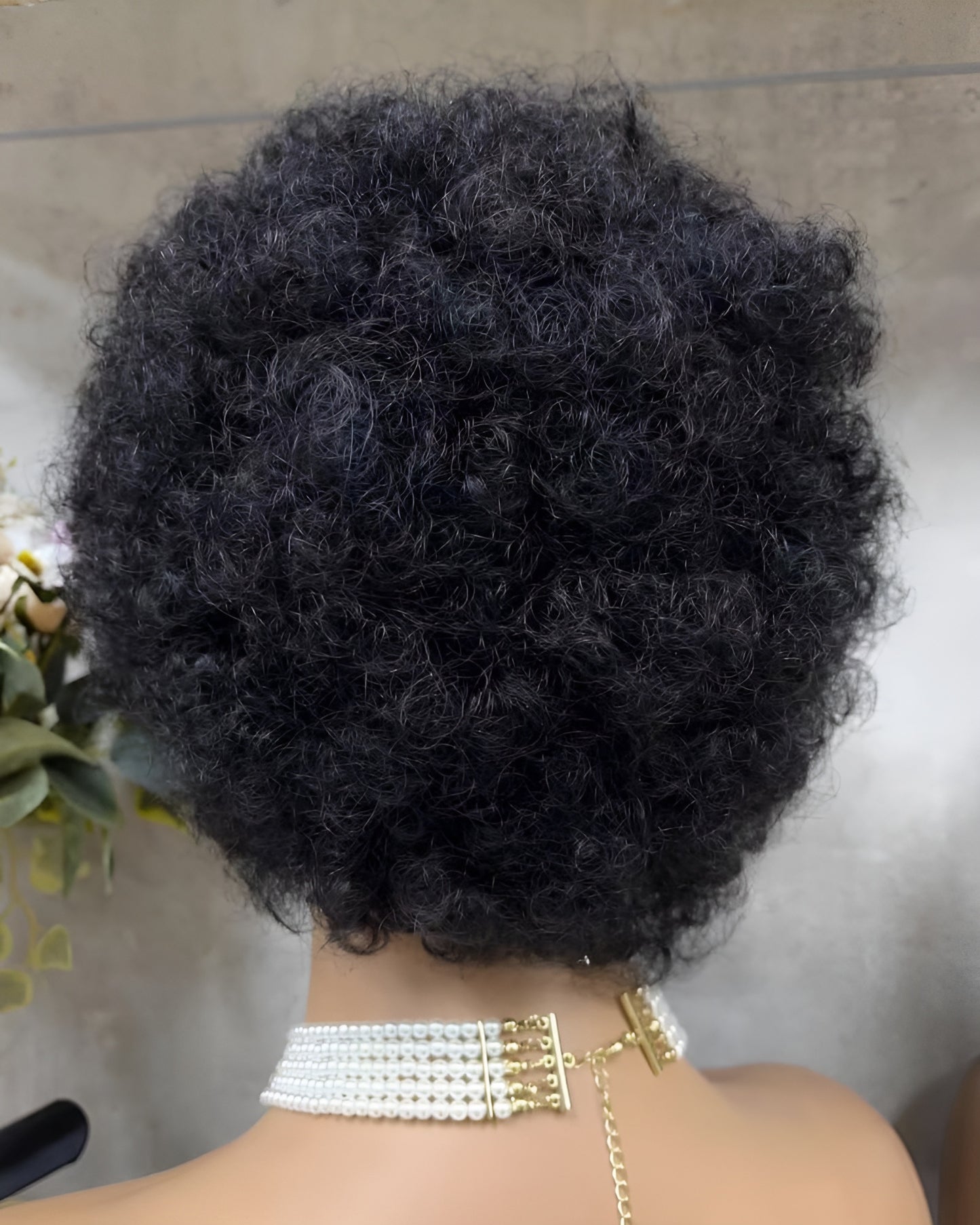Short Afro Human Hair Wig for Old Ladies Brazilian Afro Wig Hair - Natural Hair and Wigs