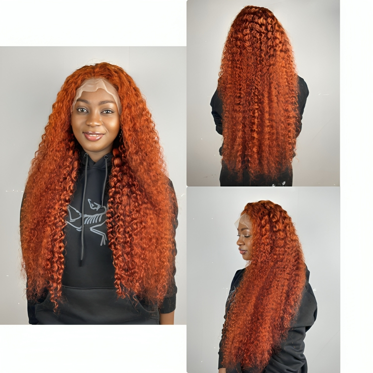 orange curly wig human hair