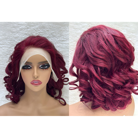 shoulder length burgundy wig 