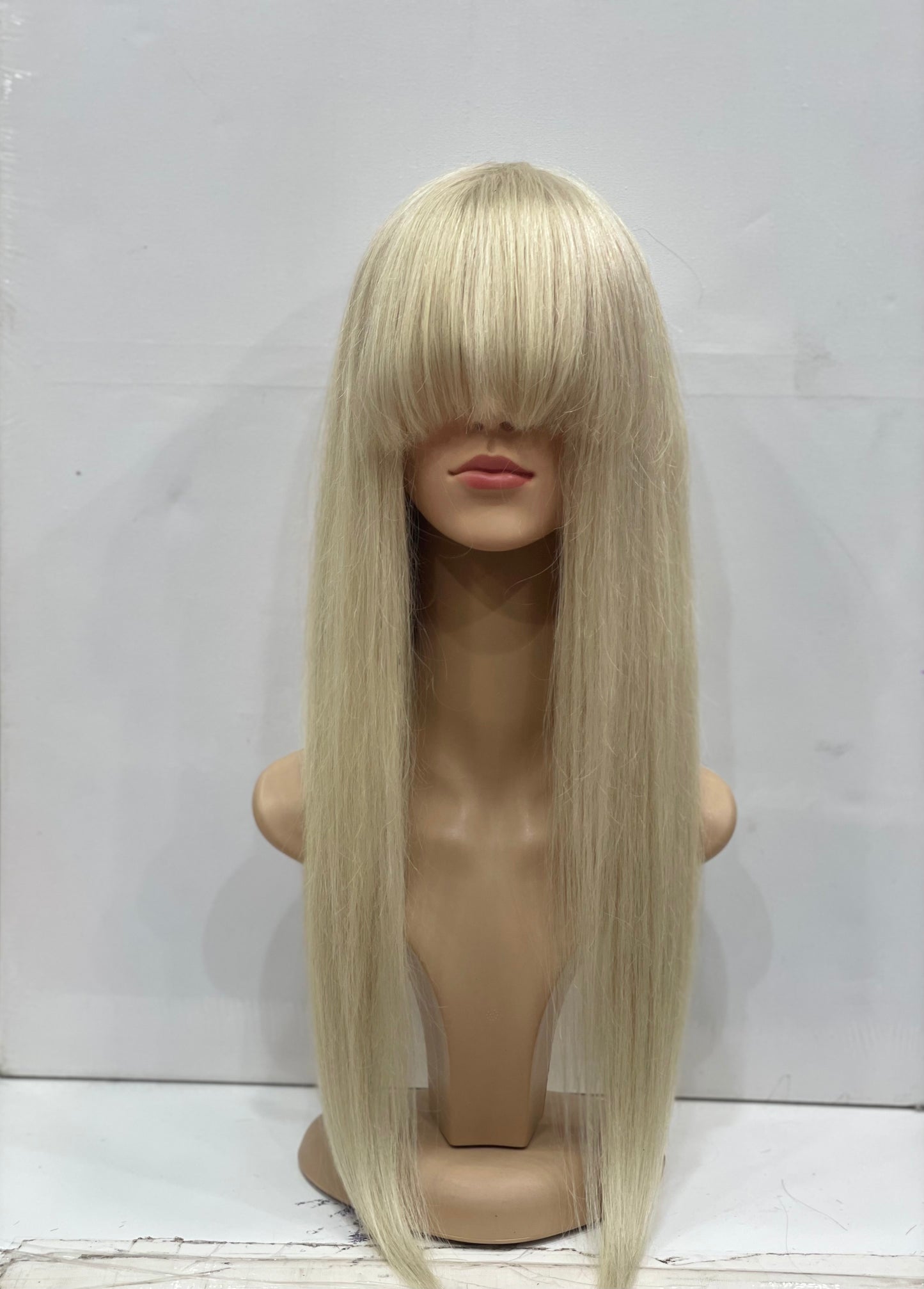 Human Hair Blonde Ash Gray Bang Wig Italian Blonde Fringe Wig - Natural Hair and Wigs