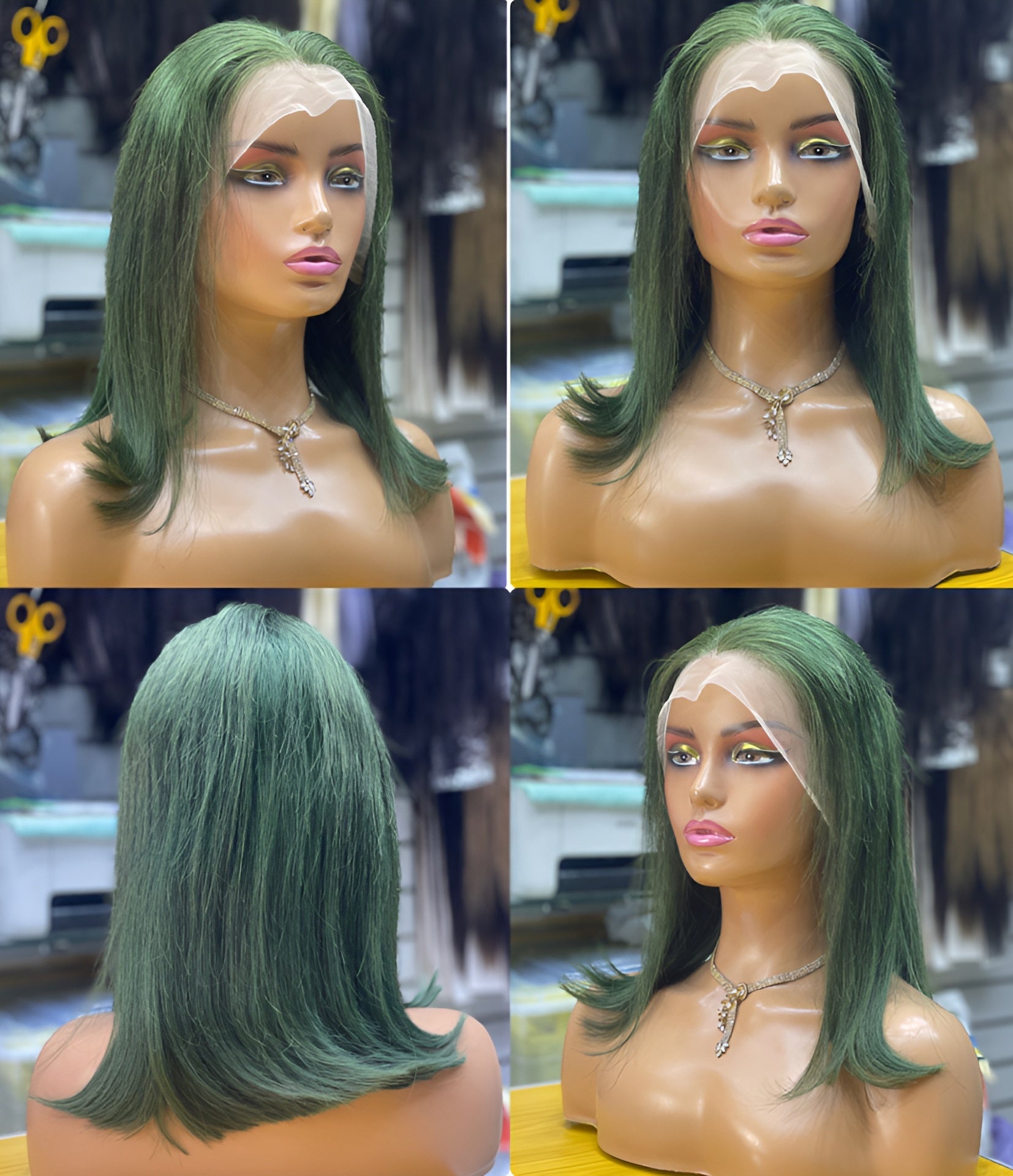 lime green human hair wigs