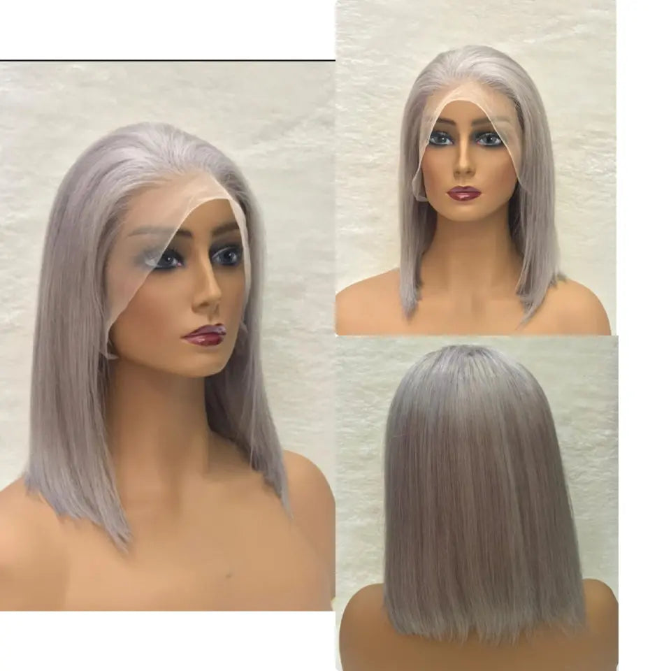 Human Hair Light Gray Bob Lace Wig In UAE Virgin Italian - Natural Hair and Wigs